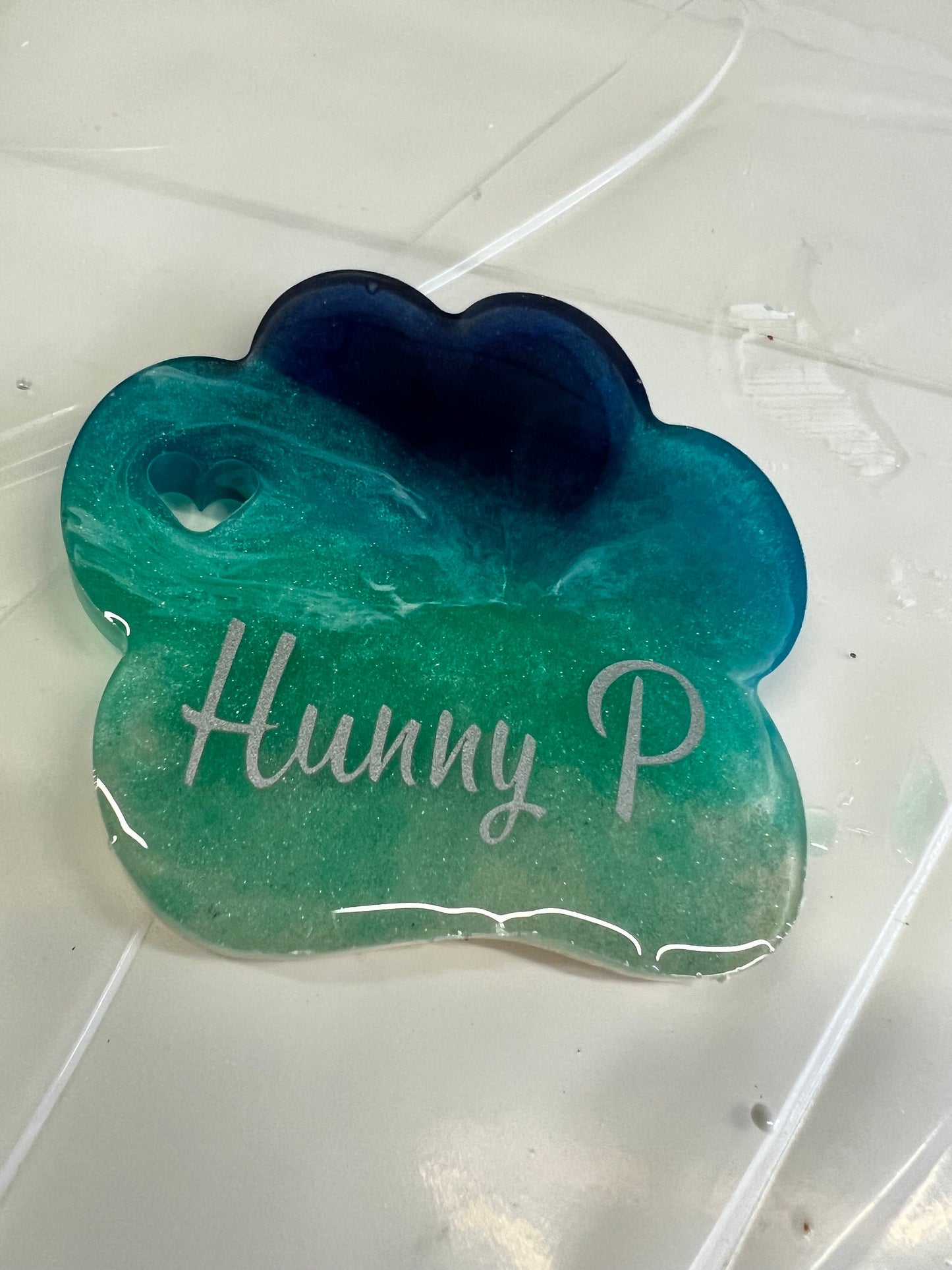 Memorial Paw Print with Ashes, Small Paw with personalization, Resin Ocean Art, Pet Memorial, Memorial Art, Custom Order