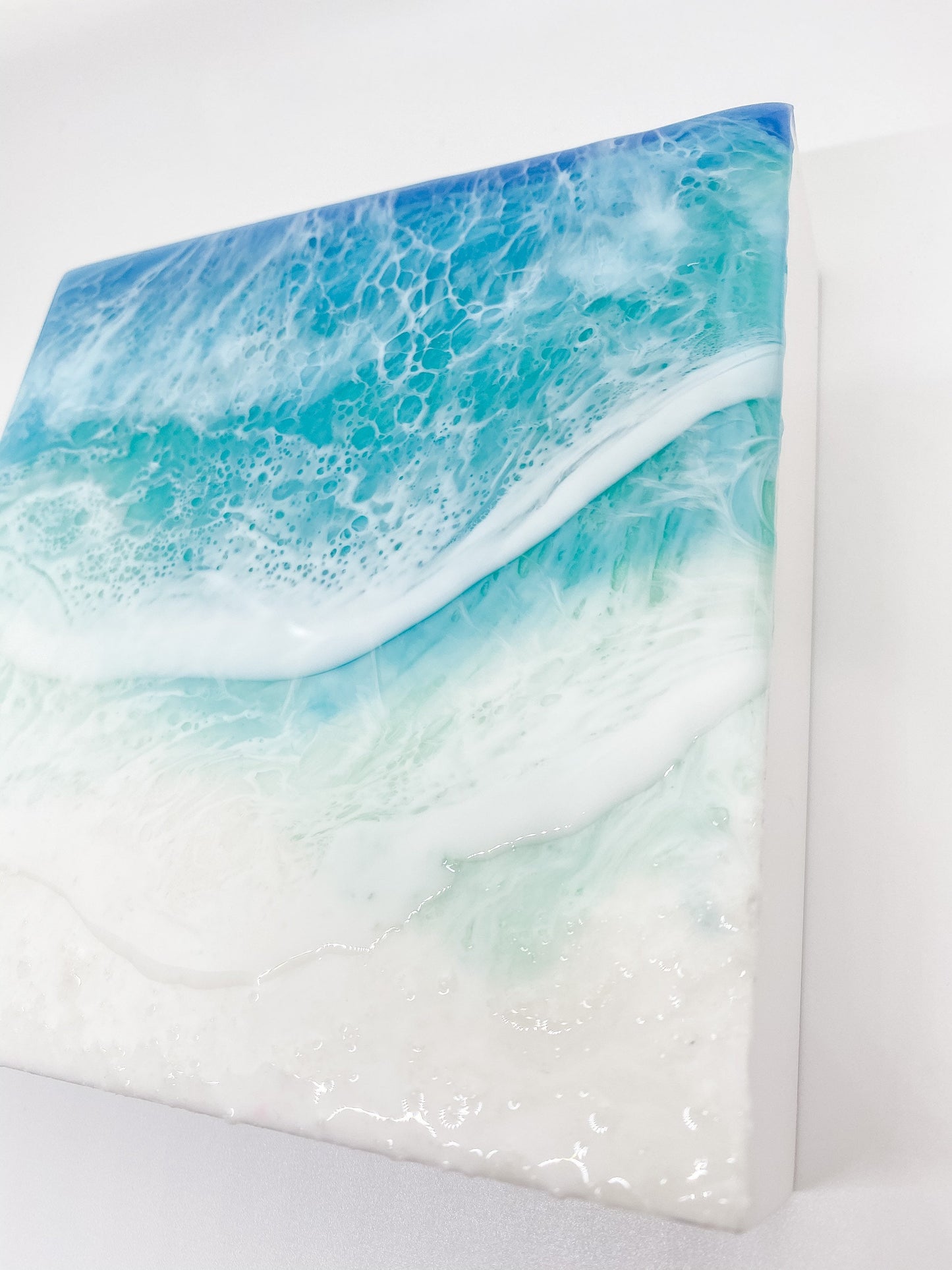 CUSTOM ORDER Beach Painting, Resin Ocean Art, Washing Waves, Home Decor, Abstract Art, Wall Art