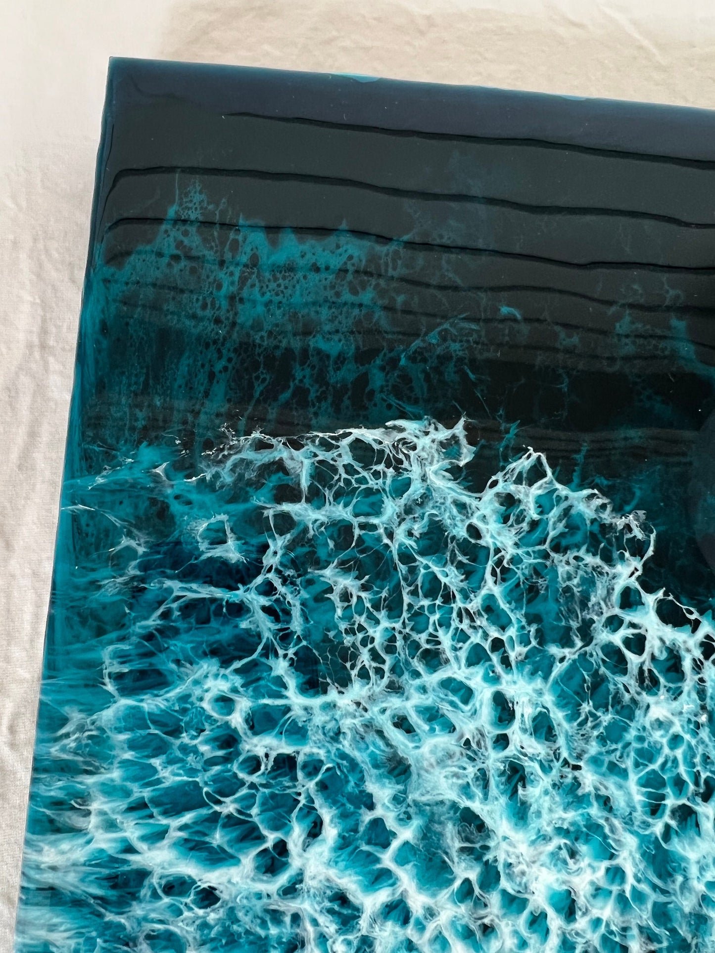 Black Memorial Beach Painting with Ashes, Resin Ocean Art, Pet Memorial, Custom Order