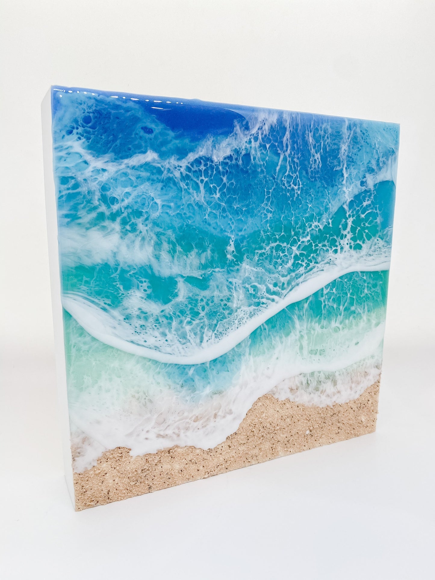 CUSTOM ORDER Beach Painting, Resin Ocean Art, Washing Waves, Home Decor, Abstract Art, Wall Art