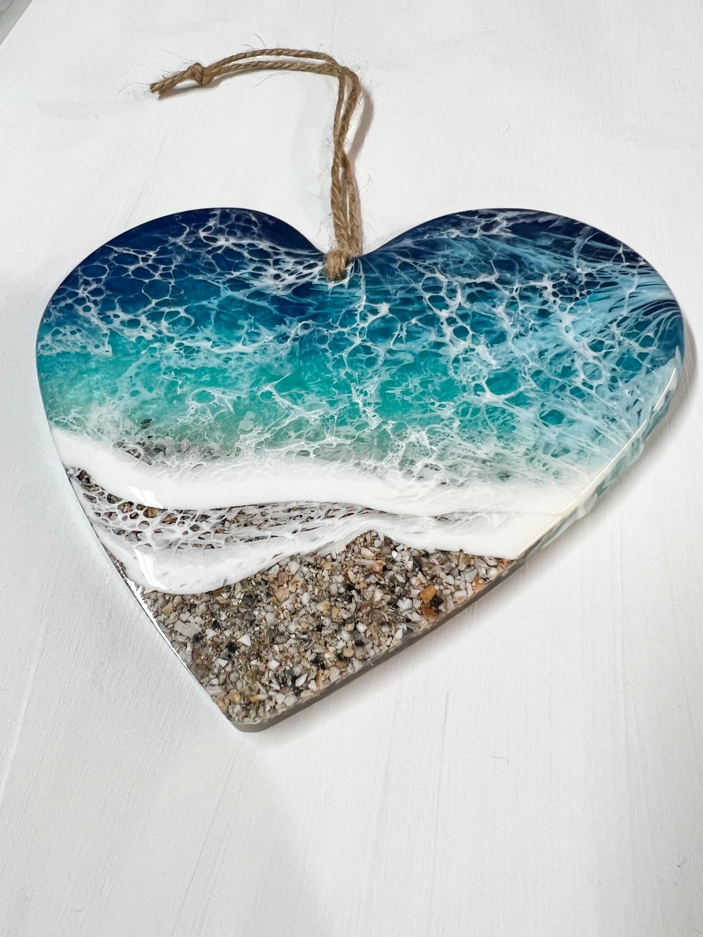 Memorial Heart with Ashes, Resin Ocean Art, Pet Memorial, Custom Order
