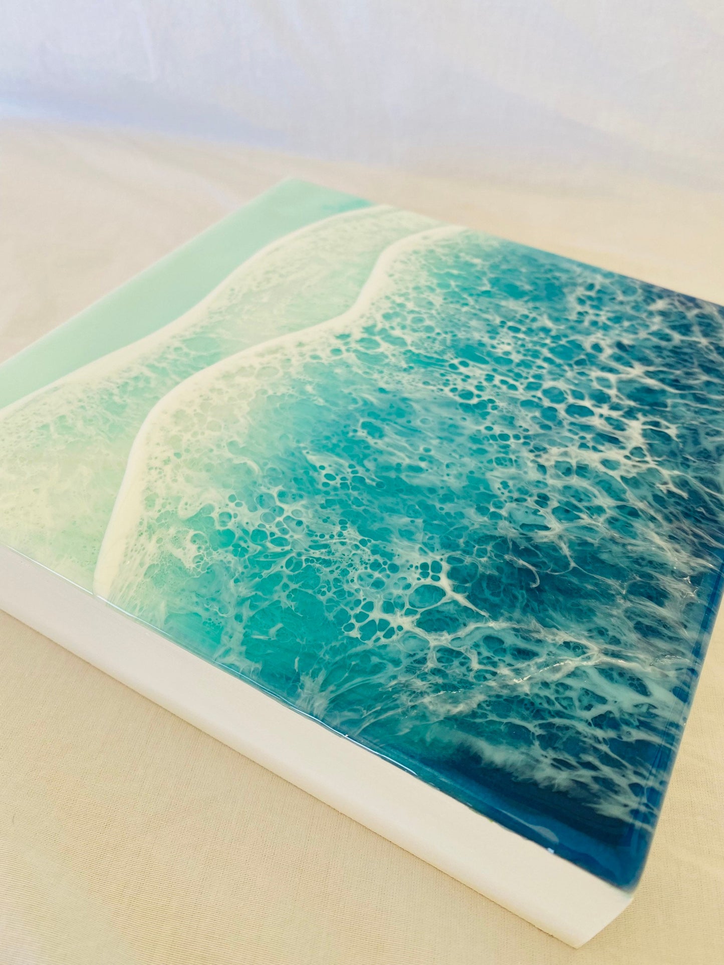 CUSTOM ORDER Beach Painting, Resin Ocean Art, Washing Waves, Home Decor, Abstract Art, Wall Art