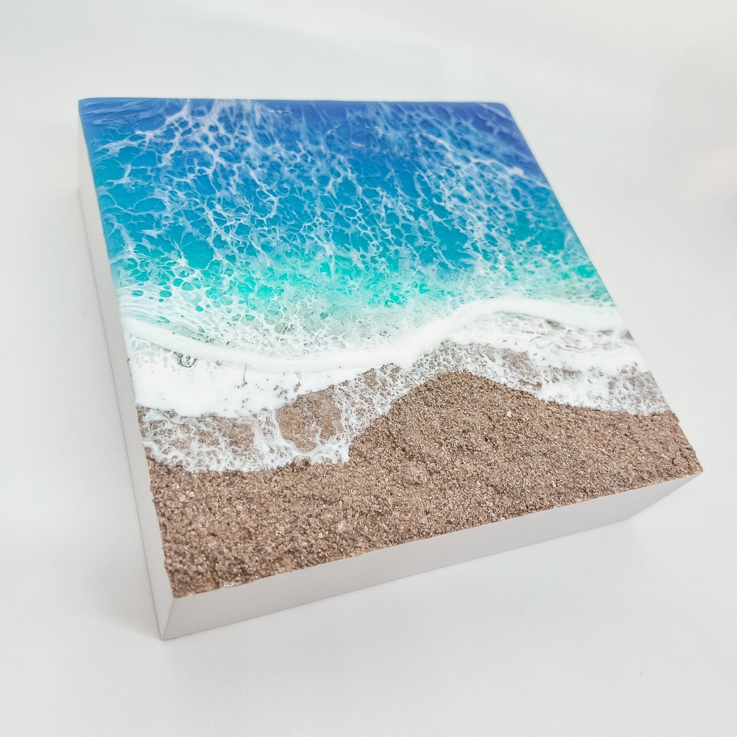 Memorial Beach Painting with Ashes, Resin Ocean Art, Pet Memorial, Custom Order