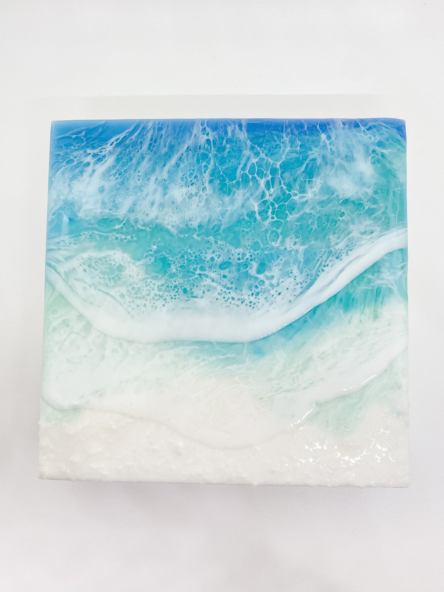 CUSTOM ORDER Beach Painting, Resin Ocean Art, Washing Waves, Home Decor, Abstract Art, Wall Art