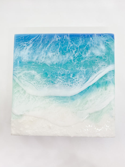 CUSTOM ORDER Beach Painting, Resin Ocean Art, Washing Waves, Home Decor, Abstract Art, Wall Art