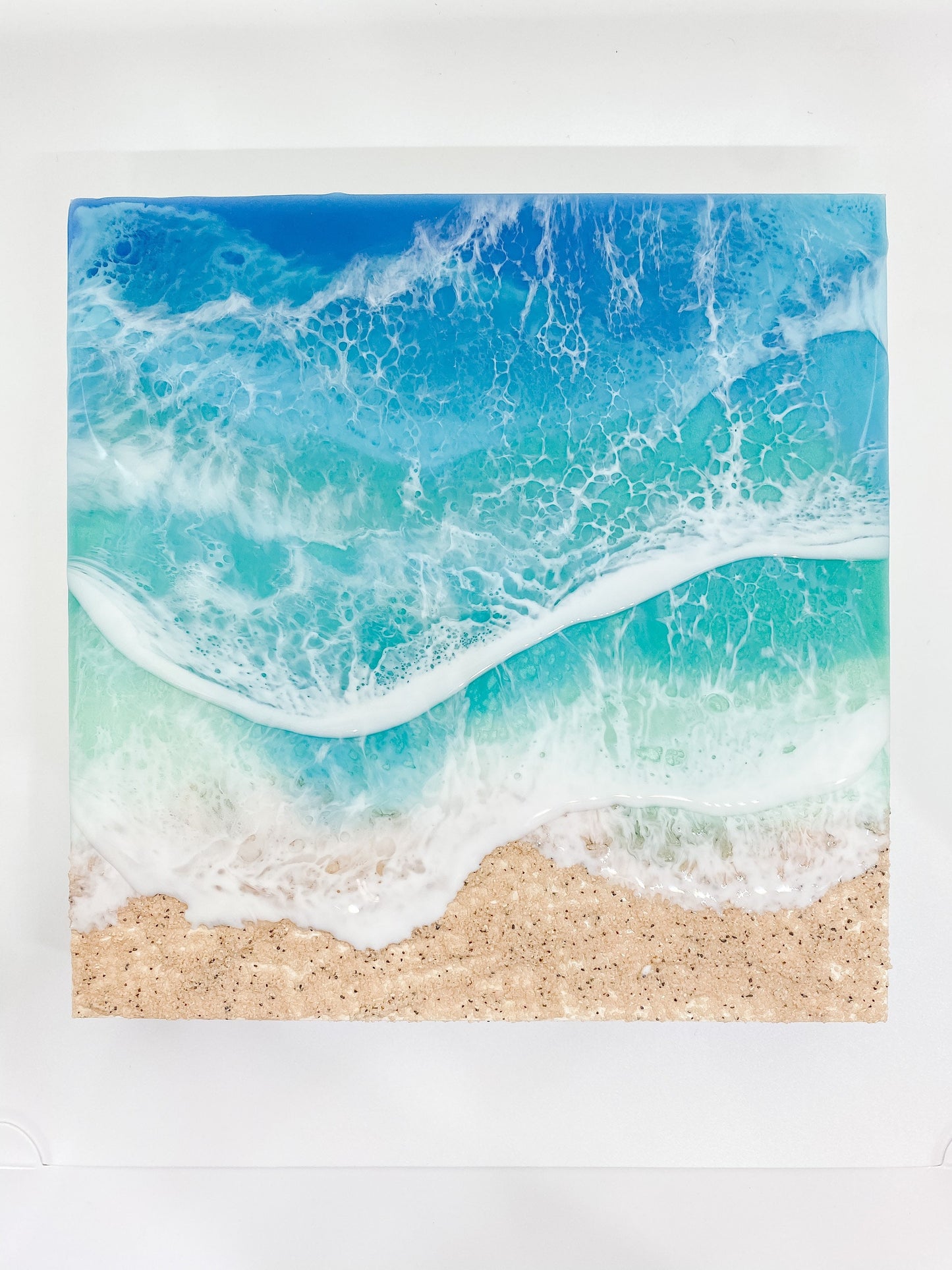 CUSTOM ORDER Beach Painting, Resin Ocean Art, Washing Waves, Home Decor, Abstract Art, Wall Art