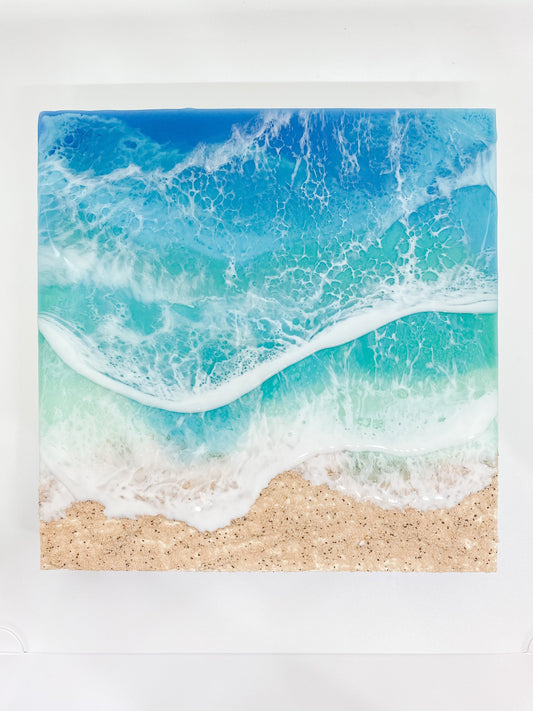 CUSTOM ORDER Beach Painting, Resin Ocean Art, Washing Waves, Home Decor, Abstract Art, Wall Art