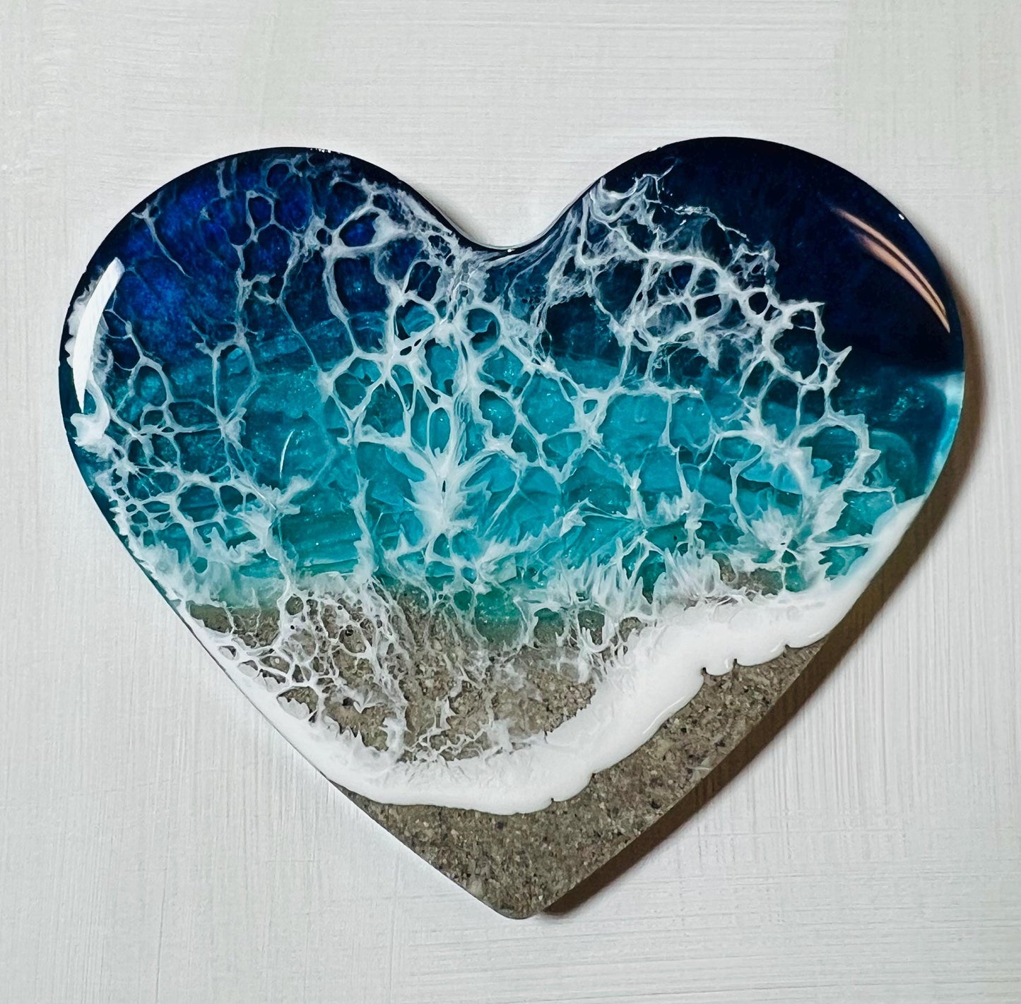 Memorial Heart with Ashes, Resin Ocean Art, Pet Memorial, Custom Order