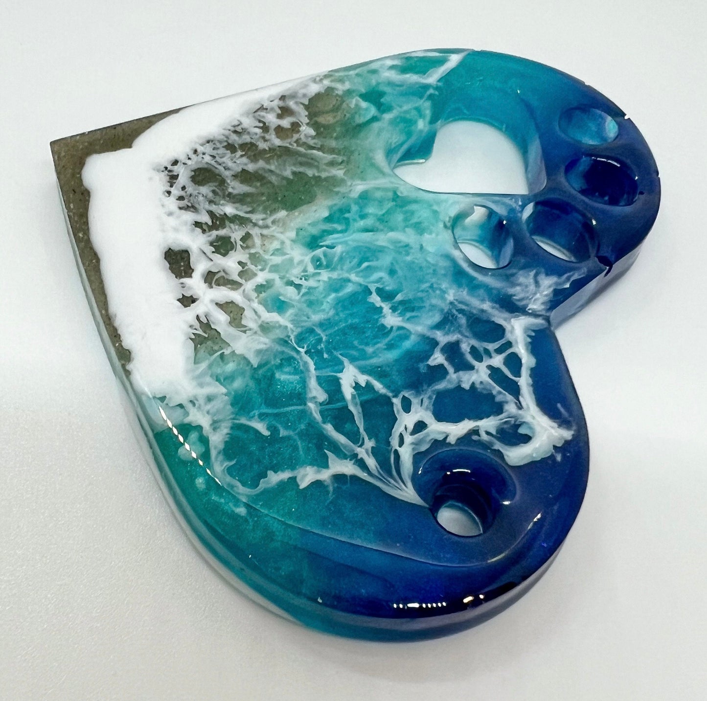 Memorial Heart Paw Print with Ashes, memorial with personalization, Resin Ocean Art, Pet Memorial, Memorial Art, Custom Order