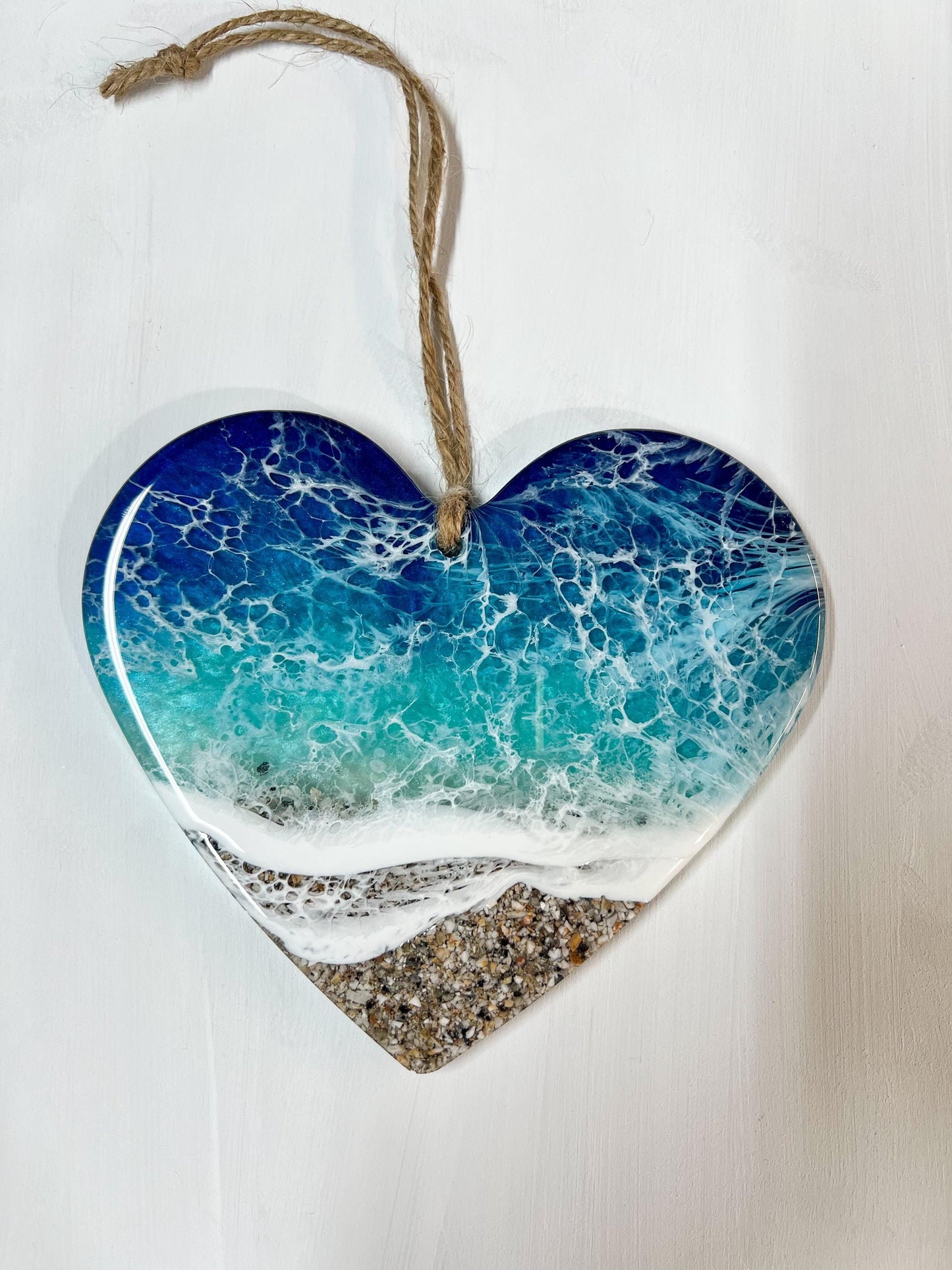 Memorial Heart with Ashes, Resin Ocean Art, Pet Memorial, Custom Order