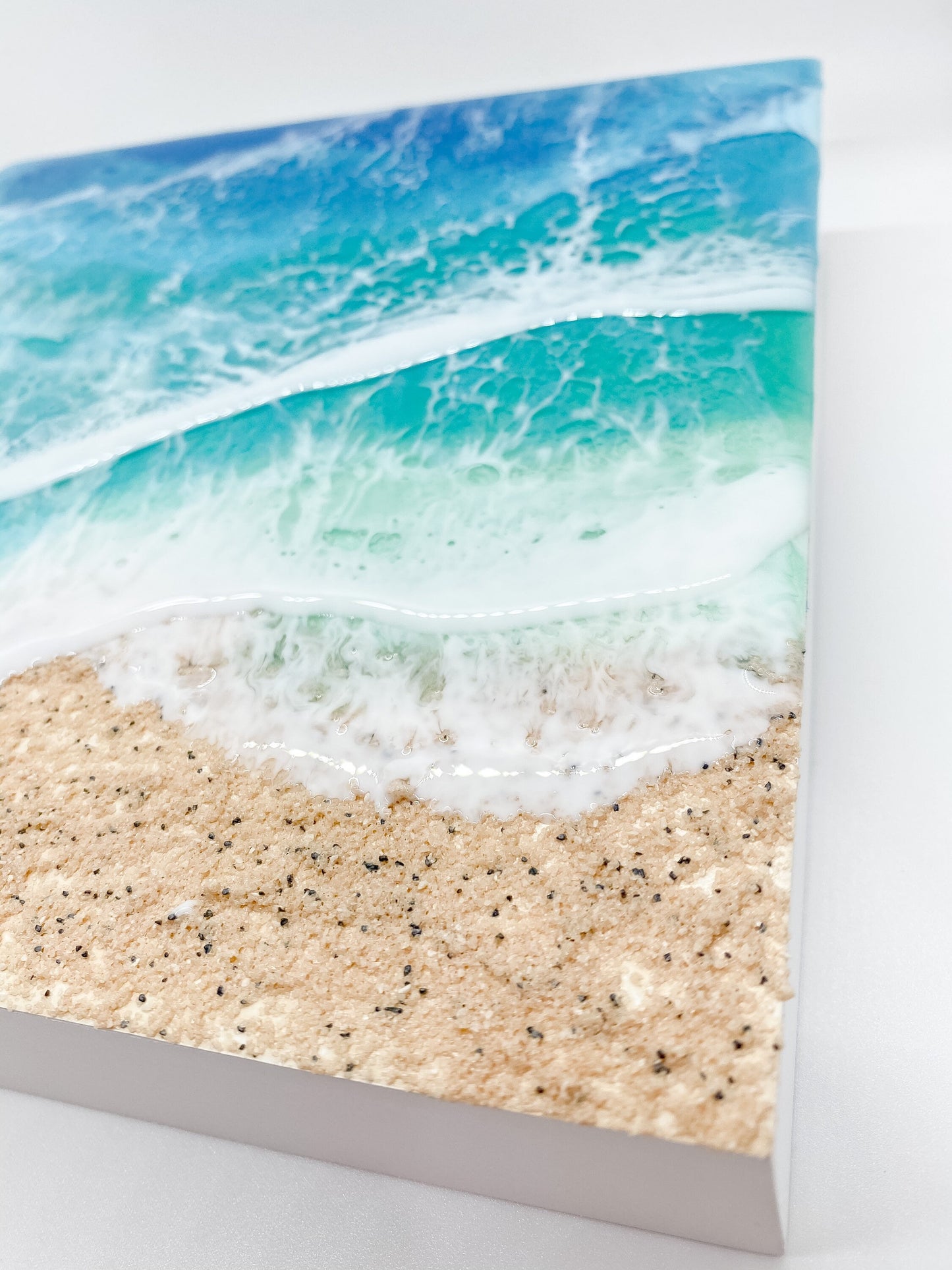 CUSTOM ORDER Beach Painting, Resin Ocean Art, Washing Waves, Home Decor, Abstract Art, Wall Art