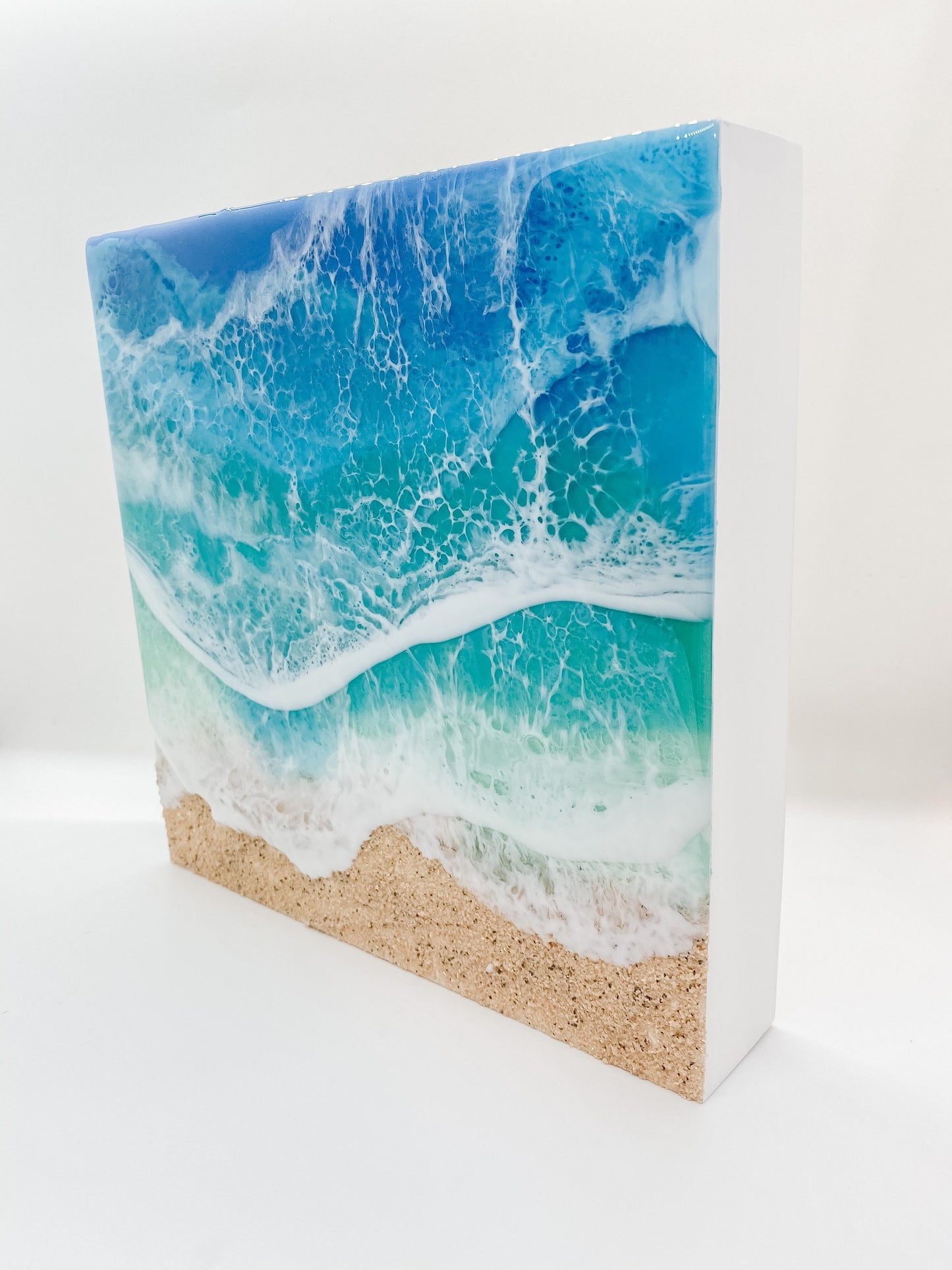 CUSTOM ORDER Beach Painting, Resin Ocean Art, Washing Waves, Home Decor, Abstract Art, Wall Art
