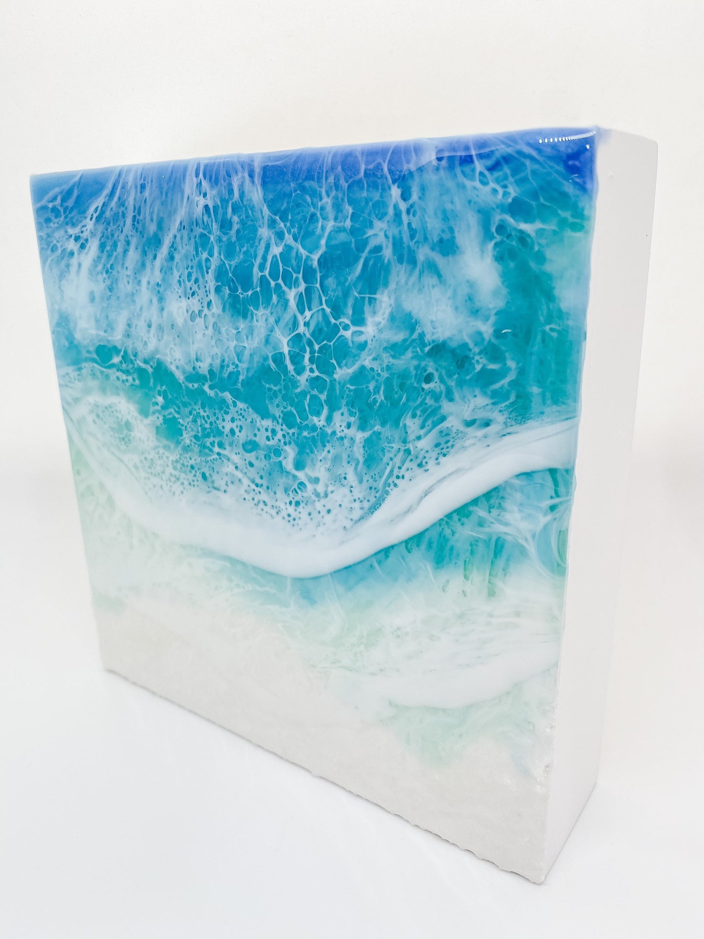 CUSTOM ORDER Beach Painting, Resin Ocean Art, Washing Waves, Home Decor, Abstract Art, Wall Art