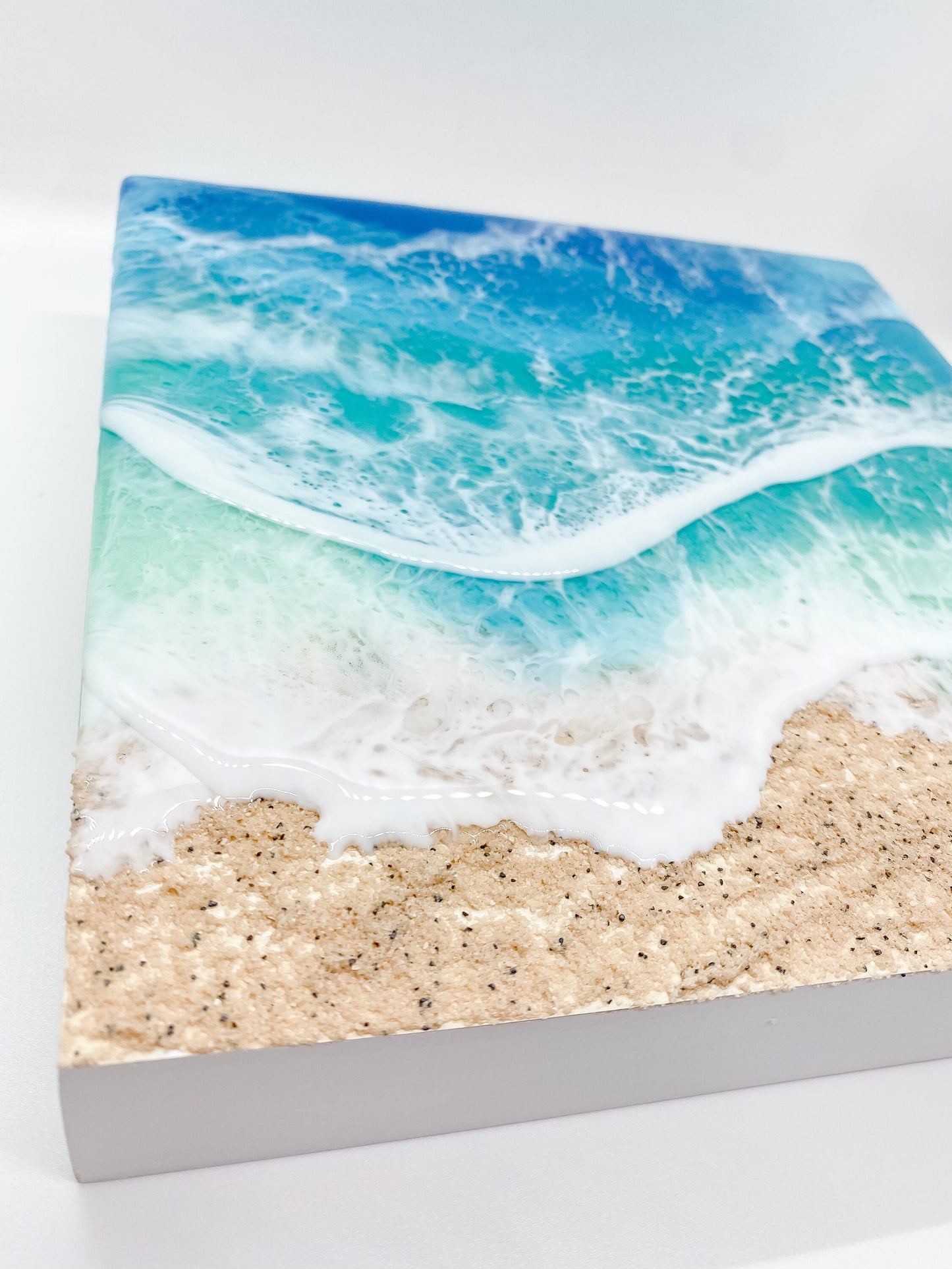 CUSTOM ORDER Beach Painting, Resin Ocean Art, Washing Waves, Home Decor, Abstract Art, Wall Art