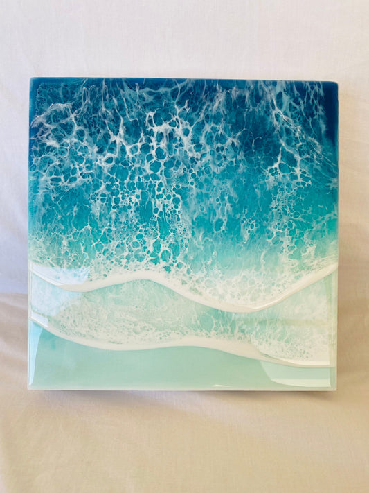 CUSTOM ORDER Beach Painting, Resin Ocean Art, Washing Waves, Home Decor, Abstract Art, Wall Art