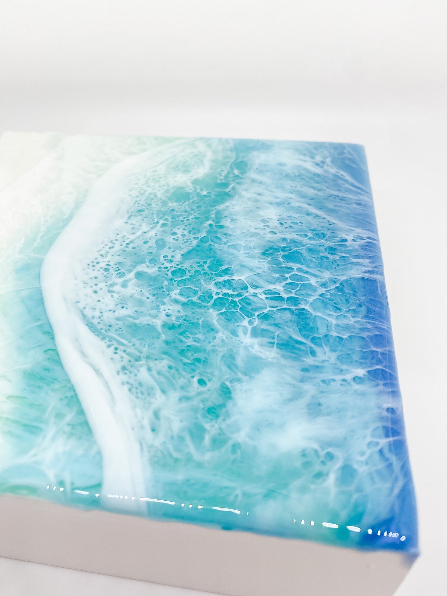 CUSTOM ORDER Beach Painting, Resin Ocean Art, Washing Waves, Home Decor, Abstract Art, Wall Art
