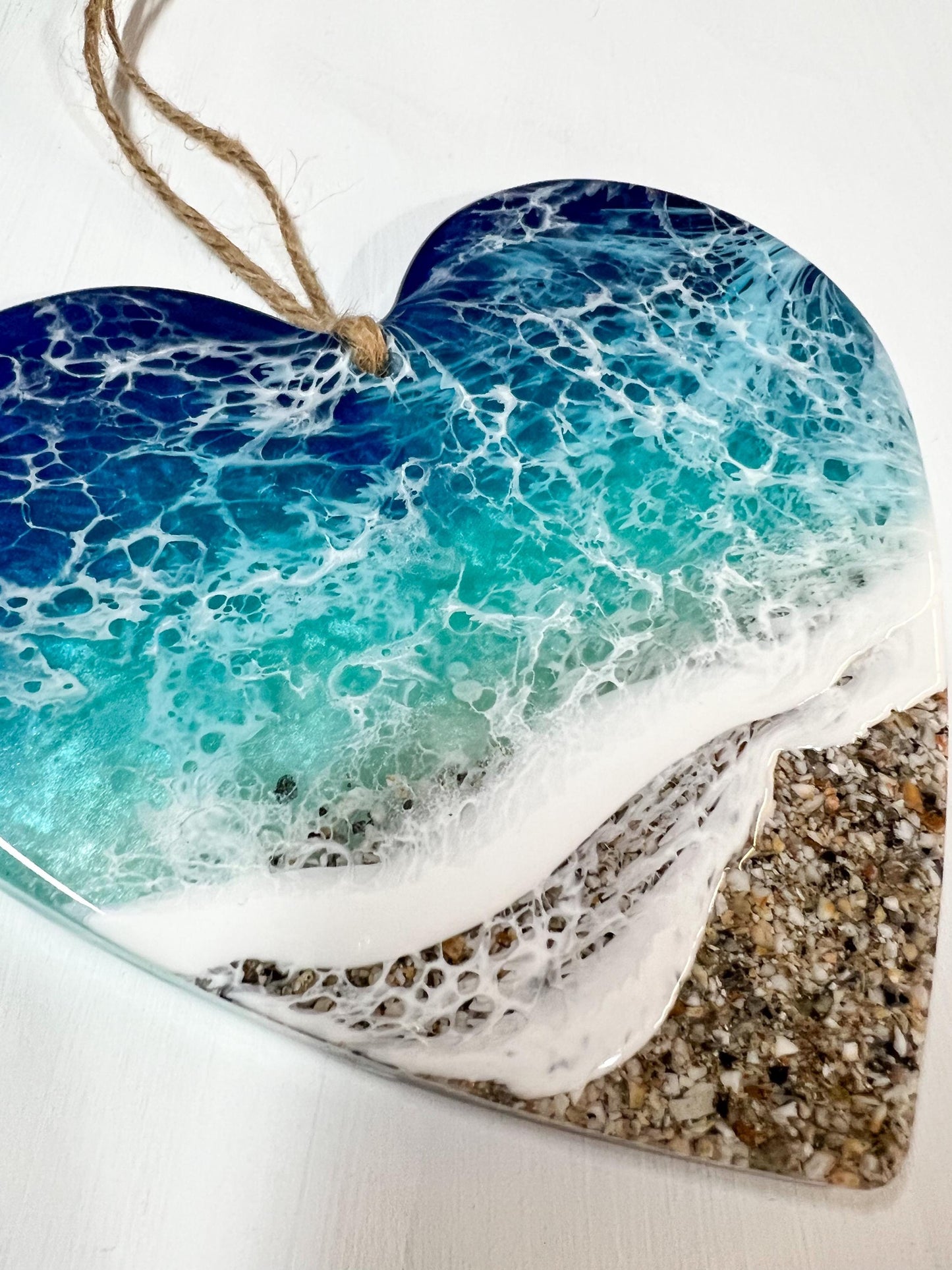 Memorial Heart with Ashes, Resin Ocean Art, Pet Memorial, Custom Order
